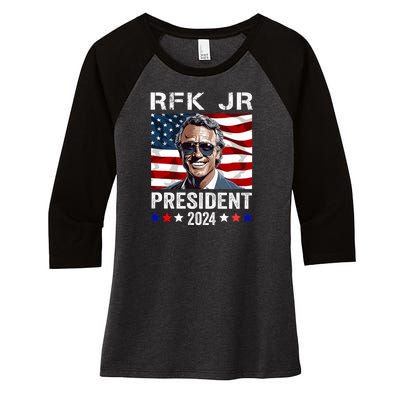 RFK Jr Robert F Kennedy For President 2024 Women's Tri-Blend 3/4-Sleeve Raglan Shirt