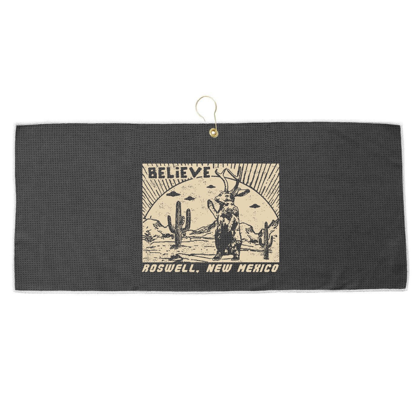 Roswell Jackalope Large Microfiber Waffle Golf Towel