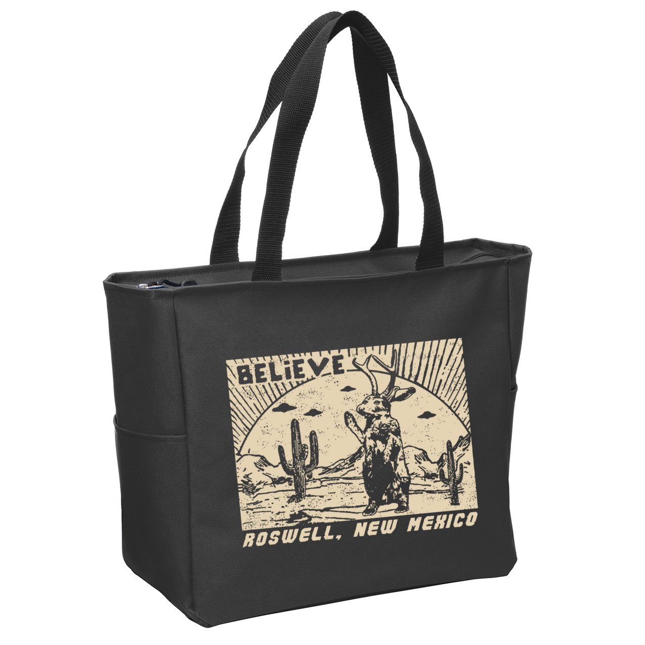 Roswell Jackalope Zip Tote Bag