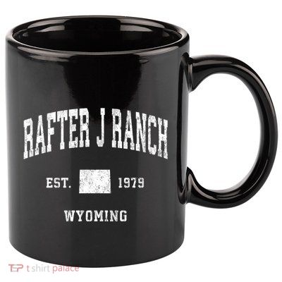 Rafter J Ranch Wyoming Wy Vintage Athletic Sports 11oz C Handle Ceramic Mug