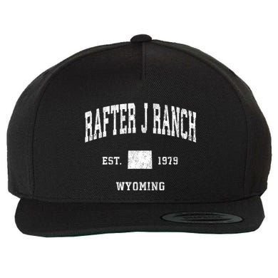 Rafter J Ranch Wyoming Wy Vintage Athletic Sports Wool Snapback Cap