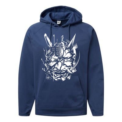 Retro Japanese Samurai Performance Fleece Hoodie