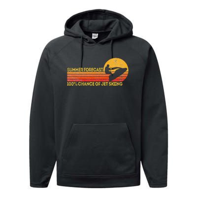 Retro Jet Ski 100 Chance Of Jetskiing Jet Skier Vintage Performance Fleece Hoodie