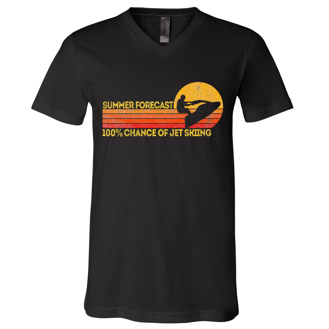 Retro Jet Ski 100 Chance Of Jetskiing Jet Skier Vintage V-Neck T-Shirt