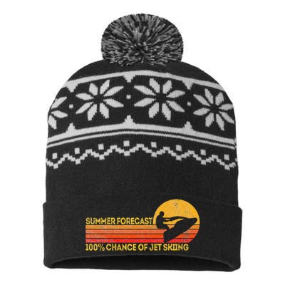 Retro Jet Ski 100 Chance Of Jetskiing Jet Skier Vintage USA-Made Snowflake Beanie