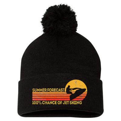 Retro Jet Ski 100 Chance Of Jetskiing Jet Skier Vintage Pom Pom 12in Knit Beanie