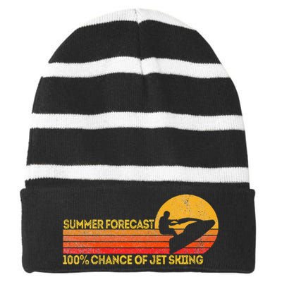 Retro Jet Ski 100 Chance Of Jetskiing Jet Skier Vintage Striped Beanie with Solid Band