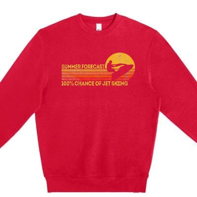 Retro Jet Ski 100 Chance Of Jetskiing Jet Skier Vintage Premium Crewneck Sweatshirt