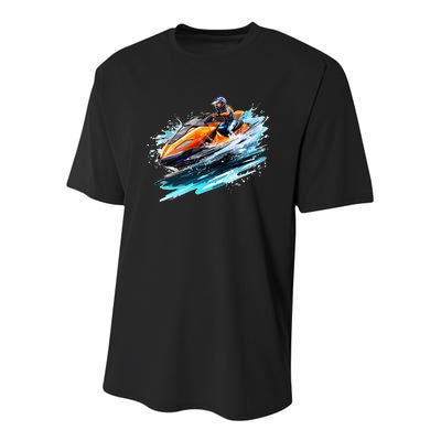 Retro Jet Skier Vintage Beach Jet Ski Jet Kiing Skiing Lover Gift For Skier Youth Performance Sprint T-Shirt