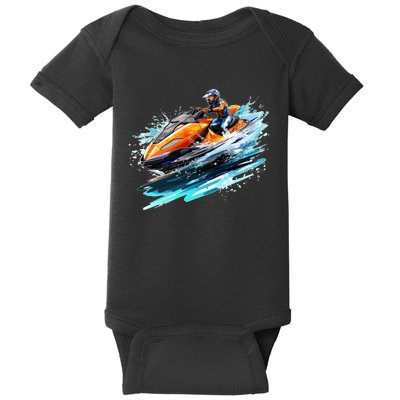 Retro Jet Skier Vintage Beach Jet Ski Jet Kiing Skiing Lover Gift For Skier Baby Bodysuit