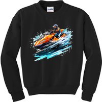 Retro Jet Skier Vintage Beach Jet Ski Jet Kiing Skiing Lover Gift For Skier Kids Sweatshirt