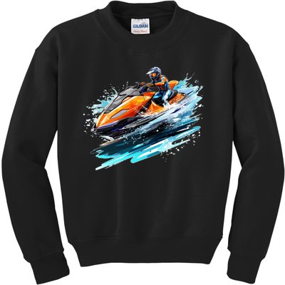 Retro Jet Skier Vintage Beach Jet Ski Jet Kiing Skiing Lover Gift For Skier Kids Sweatshirt