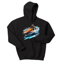 Retro Jet Skier Vintage Beach Jet Ski Jet Kiing Skiing Lover Gift For Skier Kids Hoodie