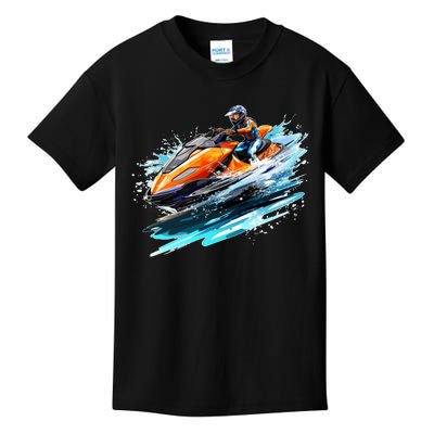 Retro Jet Skier Vintage Beach Jet Ski Jet Kiing Skiing Lover Gift For Skier Kids T-Shirt