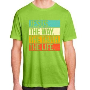 Retro Jesus The Way Truth Life Christian Bible Prayer  Adult ChromaSoft Performance T-Shirt