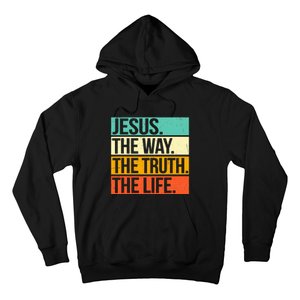 Retro Jesus The Way Truth Life Christian Bible Prayer  Hoodie