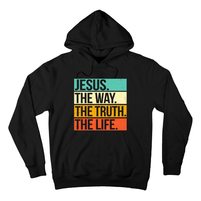 Retro Jesus The Way Truth Life Christian Bible Prayer  Hoodie