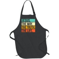 Retro Jesus The Way Truth Life Christian Bible Prayer  Full-Length Apron With Pockets