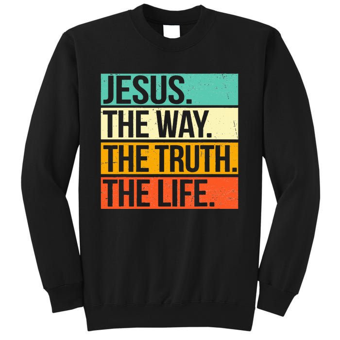 Retro Jesus The Way Truth Life Christian Bible Prayer  Sweatshirt