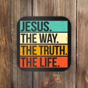 Retro Jesus The Way Truth Life Christian Bible Prayer  Coaster