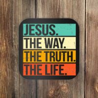 Retro Jesus The Way Truth Life Christian Bible Prayer  Coaster