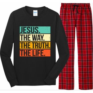 Retro Jesus The Way Truth Life Christian Bible Prayer  Long Sleeve Pajama Set