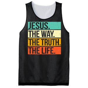 Retro Jesus The Way Truth Life Christian Bible Prayer  Mesh Reversible Basketball Jersey Tank