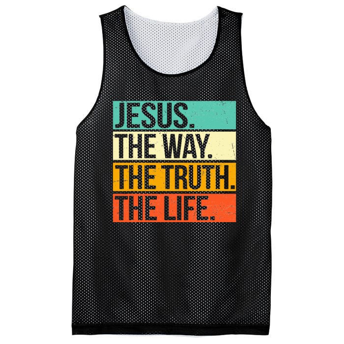 Retro Jesus The Way Truth Life Christian Bible Prayer  Mesh Reversible Basketball Jersey Tank