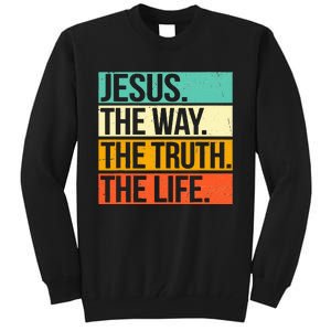 Retro Jesus The Way Truth Life Christian Bible Prayer  Tall Sweatshirt