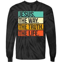 Retro Jesus The Way Truth Life Christian Bible Prayer  Tie-Dye Long Sleeve Shirt