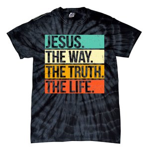 Retro Jesus The Way Truth Life Christian Bible Prayer  Tie-Dye T-Shirt