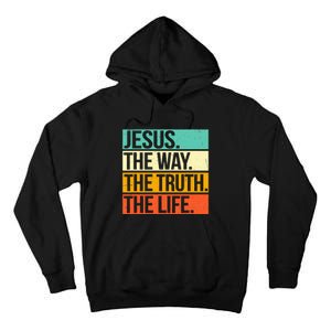 Retro Jesus The Way Truth Life Christian Bible Prayer  Tall Hoodie