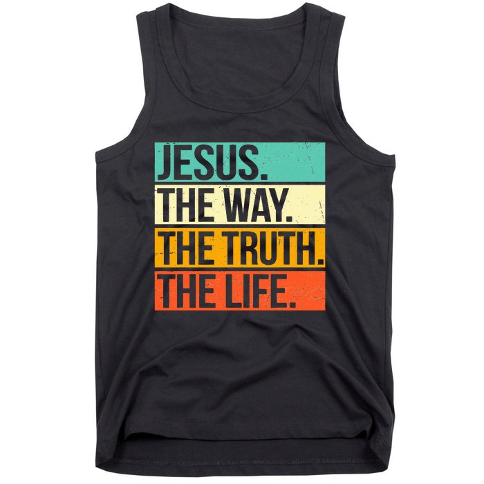 Retro Jesus The Way Truth Life Christian Bible Prayer  Tank Top