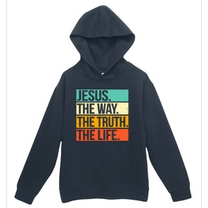 Retro Jesus The Way Truth Life Christian Bible Prayer  Urban Pullover Hoodie