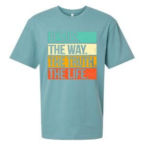 Retro Jesus The Way Truth Life Christian Bible Prayer  Sueded Cloud Jersey T-Shirt