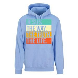 Retro Jesus The Way Truth Life Christian Bible Prayer  Unisex Surf Hoodie