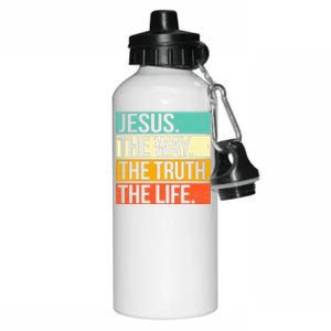 Retro Jesus The Way Truth Life Christian Bible Prayer  Aluminum Water Bottle