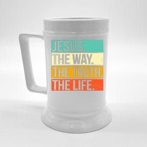 Retro Jesus The Way Truth Life Christian Bible Prayer  Beer Stein