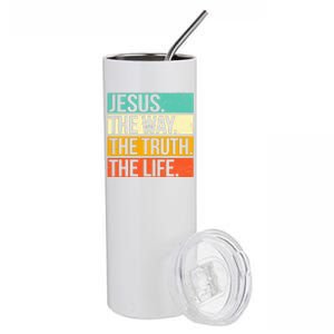 Retro Jesus The Way Truth Life Christian Bible Prayer  Stainless Steel Tumbler