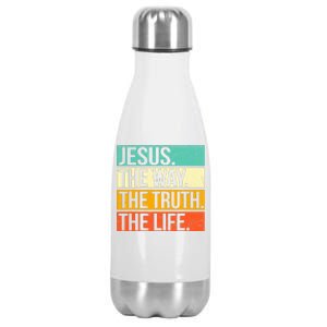 Retro Jesus The Way Truth Life Christian Bible Prayer  Stainless Steel Insulated Water Bottle