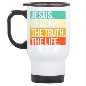 Retro Jesus The Way Truth Life Christian Bible Prayer  Stainless Steel Travel Mug