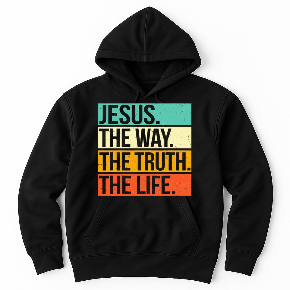 Retro Jesus The Way Truth Life Christian Bible Prayer Hoodie