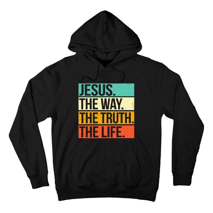 Retro Jesus The Way Truth Life Christian Bible Prayer Hoodie