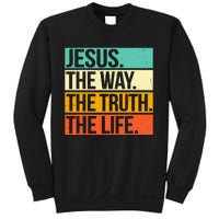 Retro Jesus The Way Truth Life Christian Bible Prayer Sweatshirt