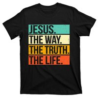 Retro Jesus The Way Truth Life Christian Bible Prayer T-Shirt