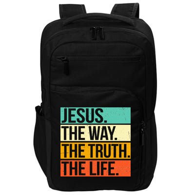 Retro Jesus The Way Truth Life Christian Bible Prayer Impact Tech Backpack