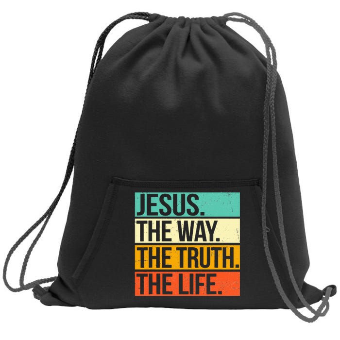 Retro Jesus The Way Truth Life Christian Bible Prayer Sweatshirt Cinch Pack Bag