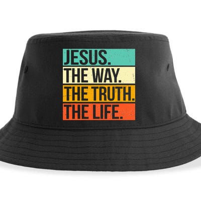 Retro Jesus The Way Truth Life Christian Bible Prayer Sustainable Bucket Hat