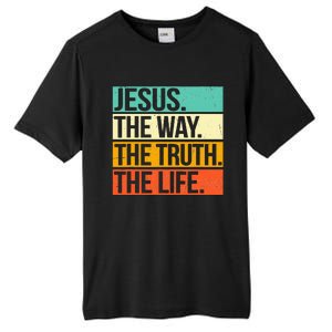 Retro Jesus The Way Truth Life Christian Bible Prayer Tall Fusion ChromaSoft Performance T-Shirt