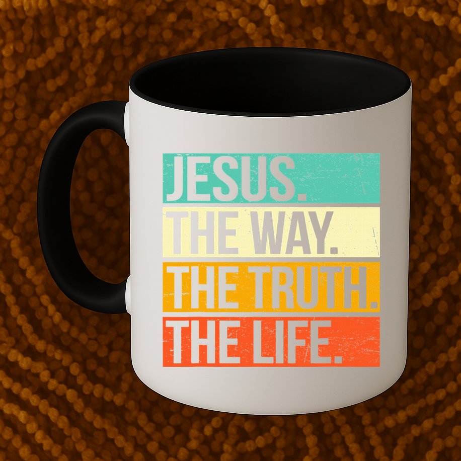Retro Jesus The Way Truth Life Christian Bible Prayer Mug